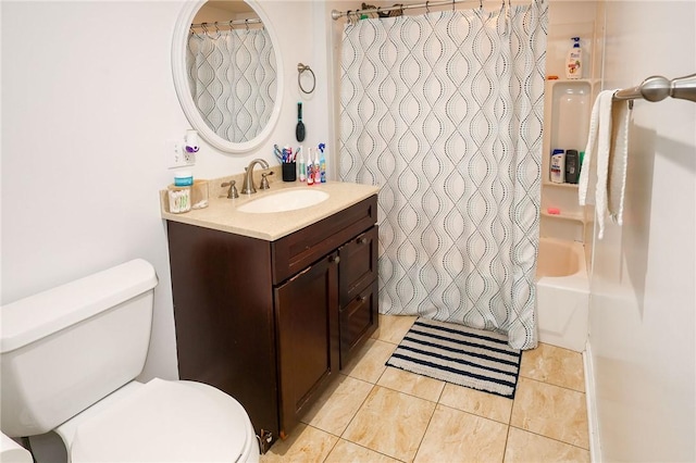 343 Whitestown Rd, Twp Of But Nw, PA 16001 - bathroom featuring toilet, vanity, tile patterned flooring, and shower / bath combination with curtain
