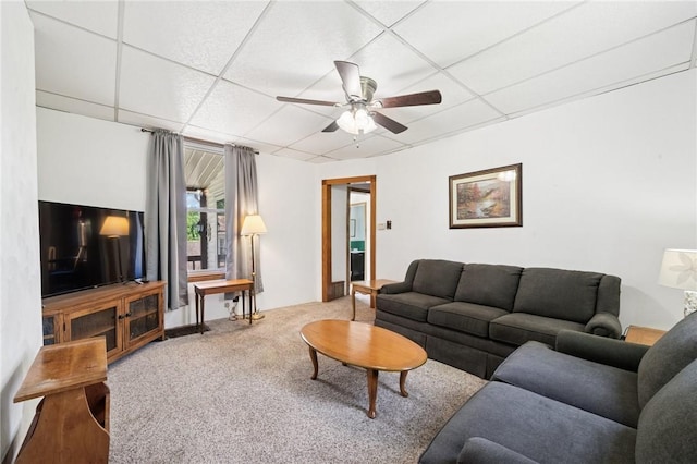 600 Scott St, Penn Twp Wml, PA 15675 - carpeted living room with a paneled ceiling and a ceiling fan