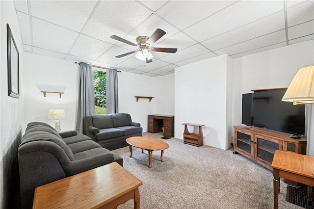 600 Scott St, Penn Twp Wml, PA 15675 - living area with a drop ceiling, ceiling fan, and carpet