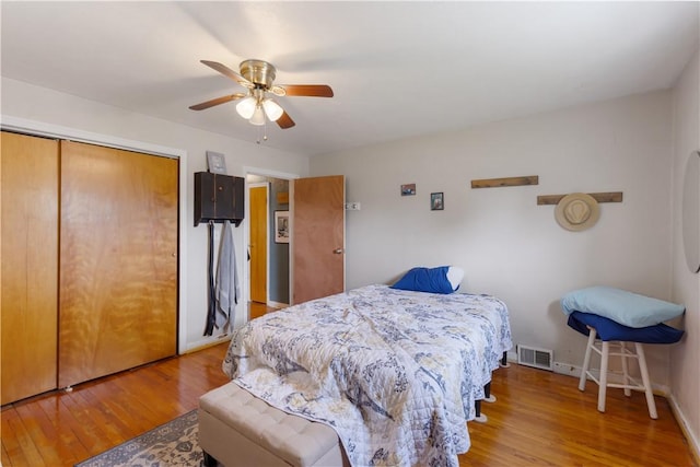 5 Beach St, Centerville, PA 15358 - bedroom featuring wood finished floors, a closet, a ceiling fan, and baseboards