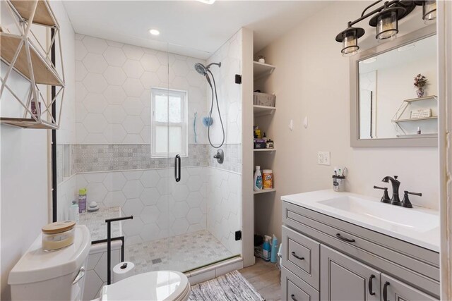 5 Beach St, Centerville, PA 15358 - full bath featuring toilet, a shower stall, vanity, and recessed lighting