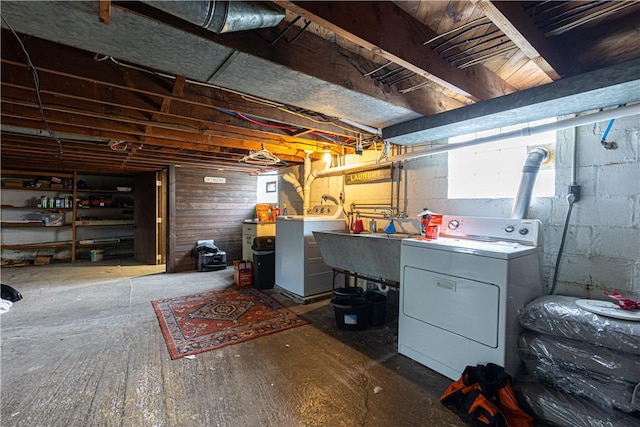 5 Beach St, Centerville, PA 15358 - basement with washer and dryer and a sink