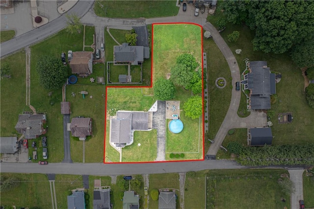 5 Beach St, Centerville, PA 15358 - aerial overview of property's location with property parcel outlined and a pool area