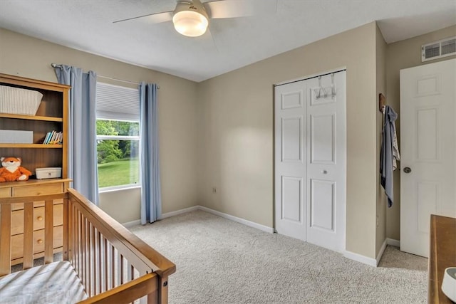 309 Wildflower Ct, Ross Twp, PA 15202 - bedroom with carpet floors, baseboards, a closet, and a ceiling fan