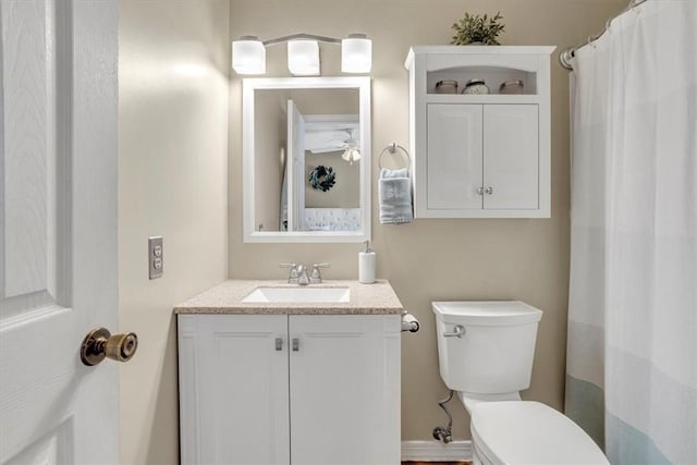 309 Wildflower Ct, Ross Twp, PA 15202 - full bath with vanity, toilet, a ceiling fan, and a shower with curtain