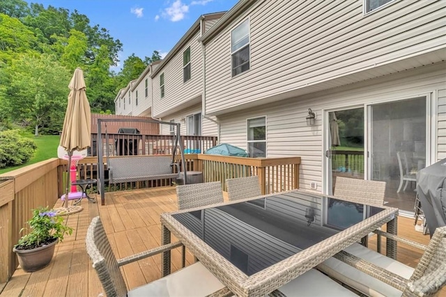309 Wildflower Ct, Ross Twp, PA 15202 - wooden deck with outdoor dining area