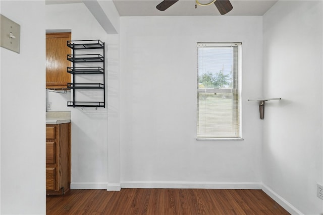 1122 Tyndall St, Sheraden, PA 15204 - unfurnished dining area with a ceiling fan, wood finished floors, and baseboards