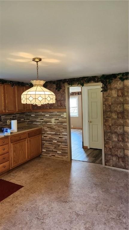 1737 Perry Hwy, Volant, PA 16156 - kitchen with pendant lighting and brown cabinetry