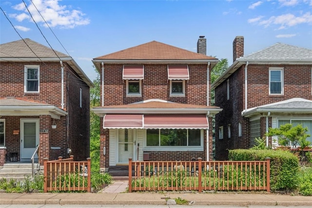 2536 Middletown Rd, Crafton Heights, PA 15205 - american foursquare style home with a chimney, brick siding, and entry steps
