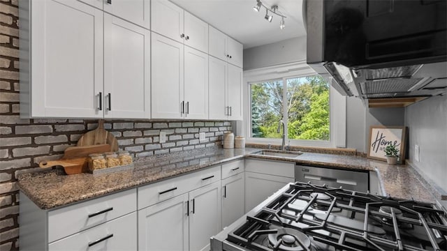 2536 Middletown Rd, Crafton Heights, PA 15205 - kitchen with a sink, white cabinets, dishwasher, backsplash, and light stone counters