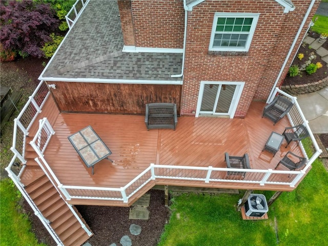 3333 Walther Ln, Upper St Clair, PA 15241 - rear view of property with a shingled roof and a wooden deck