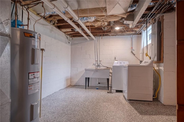 3333 Walther Ln, Upper St Clair, PA 15241 - basement with electric water heater and washing machine and dryer