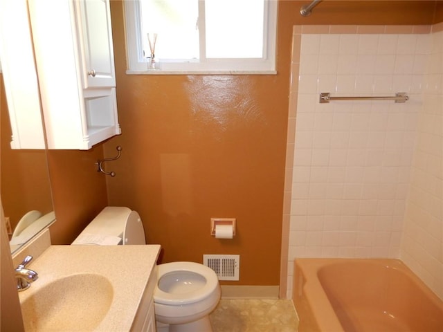 204 Stonebrook Dr, Peters Twp, PA 15317 - full bathroom with toilet, vanity, bathing tub / shower combination, and baseboards