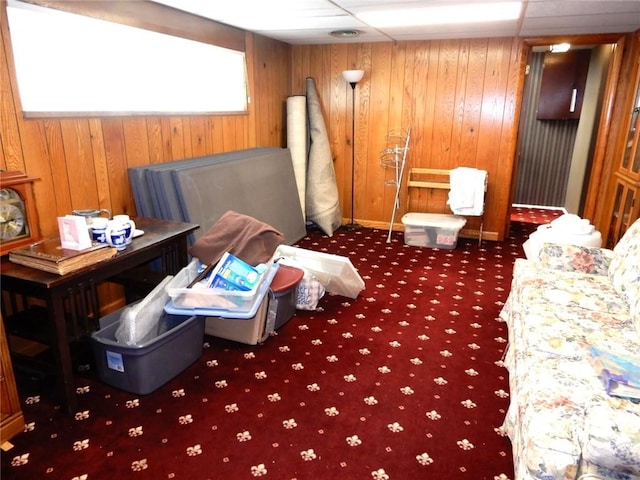 204 Stonebrook Dr, Peters Twp, PA 15317 - miscellaneous room with carpet flooring and wooden walls