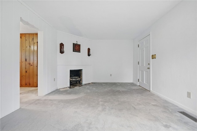 2600 Locust Ln, Hampton, PA 15101 - unfurnished living room with carpet flooring, baseboards, and a fireplace with flush hearth