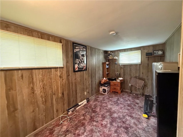 201 Lebanon Manor Dr, West Mifflin, PA 15122 - carpeted home office with wood walls and baseboards