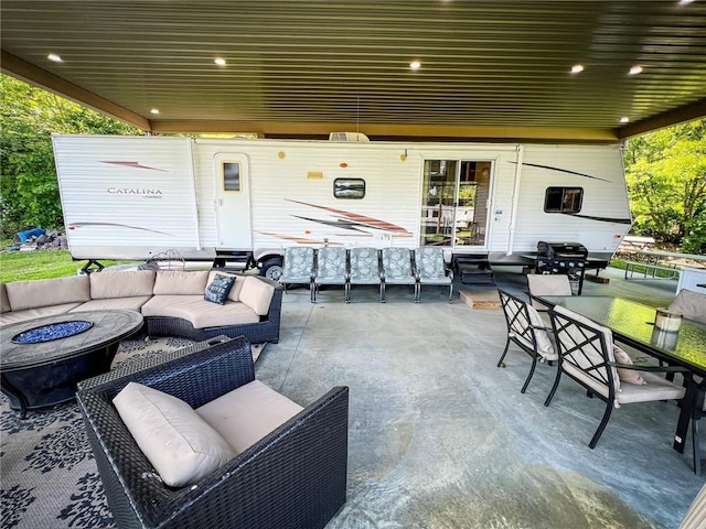126 Dockside Ln, Bradys Bend Twp, PA 16028 - view of patio with an outdoor living space with a fire pit and area for grilling