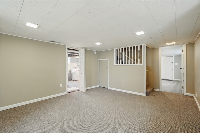 2023 Conlin St, West Mifflin, PA 15122 - finished basement featuring stairs, carpet, baseboards, and washer / dryer