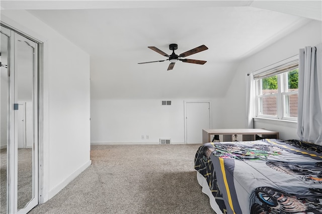 2023 Conlin St, West Mifflin, PA 15122 - bedroom featuring carpet flooring, lofted ceiling, baseboards, and a ceiling fan
