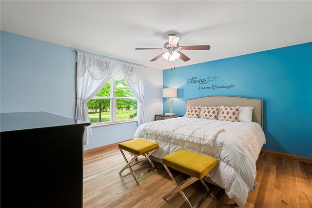 310 Laurel Ln, Leeper, PA 16233 - bedroom featuring wood finished floors, baseboards, and ceiling fan