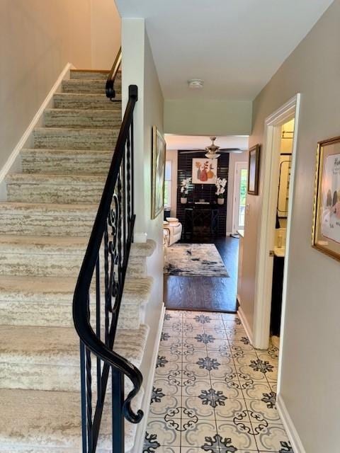 204 Thornberry Cir, Mt Lebanon, PA 15234 - stairs with tile patterned flooring and baseboards