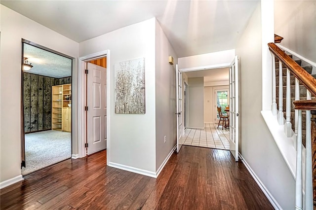 108 Vanita Dr, Moon/Crescent Twp, PA 15108 - corridor with hardwood / wood-style flooring, stairs, and baseboards