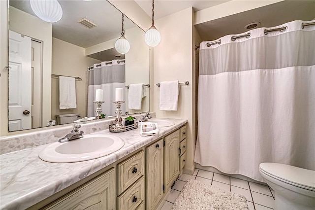 108 Vanita Dr, Moon/Crescent Twp, PA 15108 - bathroom with toilet, tile patterned flooring, and double vanity