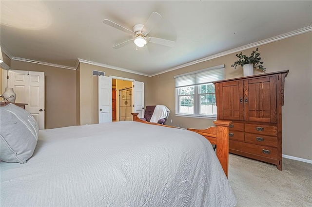 108 Vanita Dr, Moon/Crescent Twp, PA 15108 - bedroom featuring light carpet, ornamental molding, baseboards, and a ceiling fan