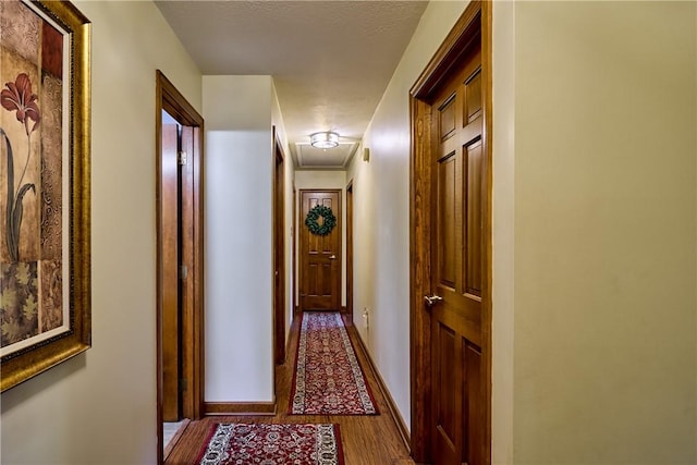 510 Fair Vista Ct, Pine Twp Nal, PA 15090 - hall with wood finished floors, baseboards, and attic access