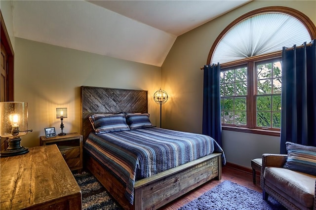 510 Fair Vista Ct, Pine Twp Nal, PA 15090 - bedroom featuring baseboards, wood finished floors, and lofted ceiling