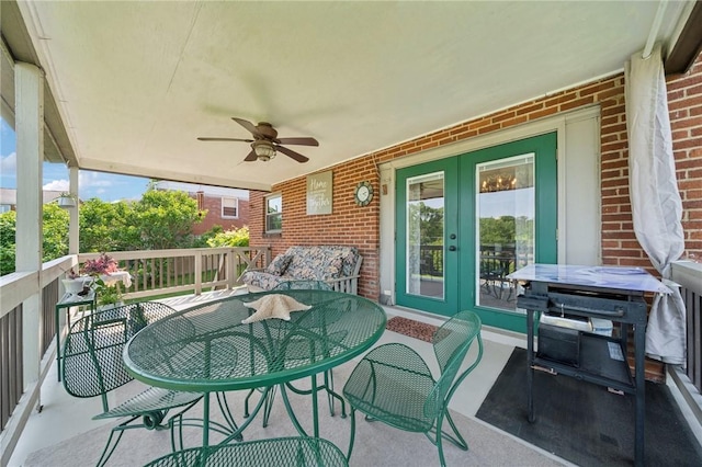 4335 Frank St, Whitehall, PA 15227 - wooden terrace featuring french doors, ceiling fan, and outdoor dining area