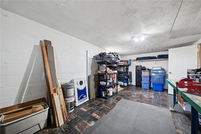 4335 Frank St, Whitehall, PA 15227 - below grade area with tile patterned floors and concrete block wall