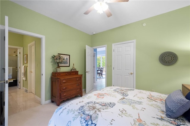 221 Red Oak Dr, Peters Twp, PA 15317 - bedroom featuring light tile patterned flooring, baseboards, and ceiling fan