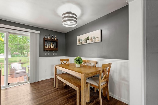 25 Rolling Rd, Cranberry Twp, PA 16066 - dining space with wainscoting, dark wood finished floors, and a chandelier