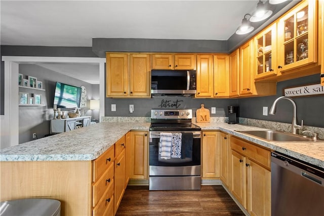 25 Rolling Rd, Cranberry Twp, PA 16066 - kitchen with stainless steel appliances, a sink, light countertops, and a peninsula