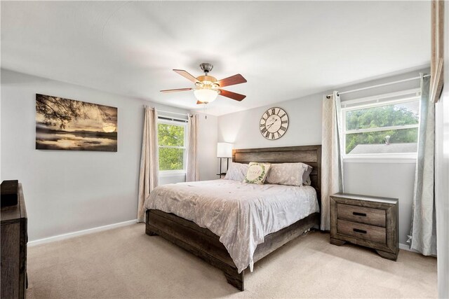 25 Rolling Rd, Cranberry Twp, PA 16066 - bedroom with light colored carpet, baseboards, and a ceiling fan