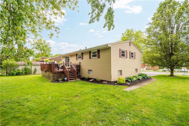 25 Rolling Rd, Cranberry Twp, PA 16066 - back of property featuring a deck, a yard, and stairs