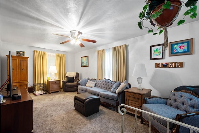 711 Ascension Dr W, West Mifflin, PA 15122 - carpeted living area with ceiling fan