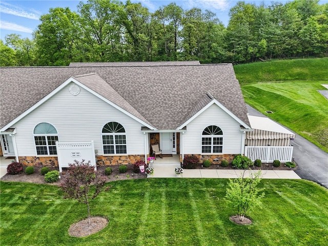 342 Saddlebrook Rd, West Deer, PA 15044 - ranch-style home with a shingled roof, stone siding, and a front yard