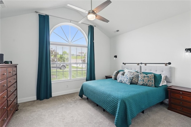 342 Saddlebrook Rd, West Deer, PA 15044 - bedroom featuring vaulted ceiling, light carpet, baseboards, and ceiling fan
