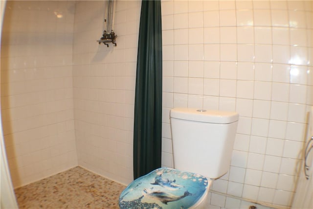84 Pennsylvania Ave, Monessen, PA 15062 - full bathroom featuring tile walls, toilet, and a tile shower