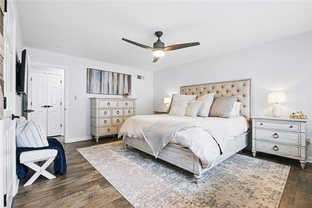 123 Ashley Hill Dr, Mccandless, PA 15090 - bedroom with dark wood-type flooring, baseboards, and a ceiling fan