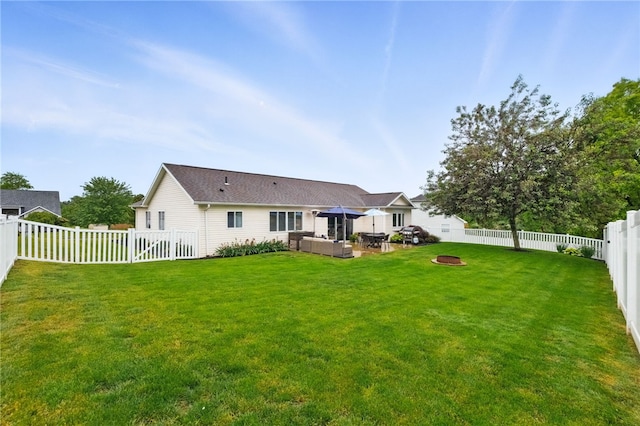 123 Ashley Hill Dr, Mccandless, PA 15090 - rear view of house featuring an outdoor living space with a fire pit and a patio