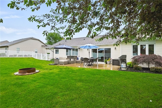 123 Ashley Hill Dr, Mccandless, PA 15090 - rear view of property with a patio area and an outdoor living space with a fire pit