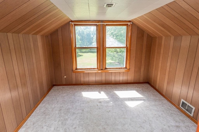 508 Meadow St, North Union Twp, PA 15401 - additional living space featuring wooden walls, lofted ceiling, and carpet