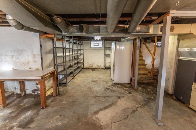 508 Meadow St, North Union Twp, PA 15401 - below grade area with stairway and heating unit