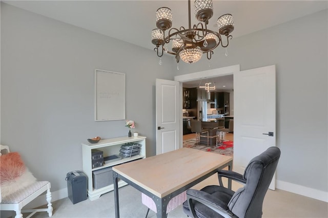 302 Highpointe Dr, Seven Fields Boro, PA 16046 - office area with a chandelier and light carpet