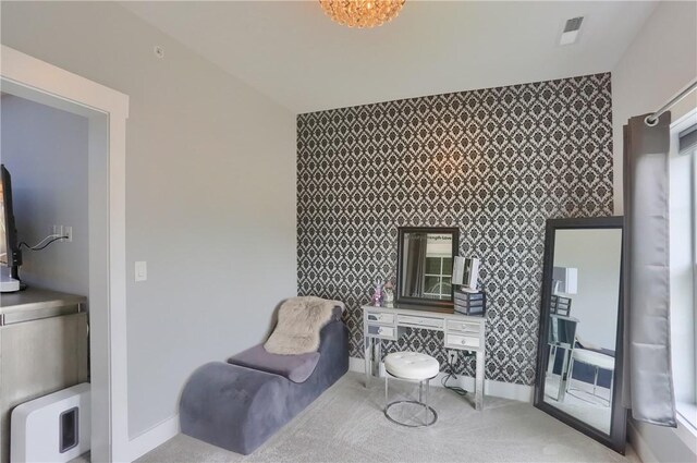 302 Highpointe Dr, Seven Fields Boro, PA 16046 - office space with an accent wall, wallpapered walls, and light carpet
