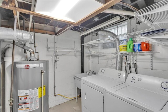 2389 High Oak Dr, Banksville/Westwood, PA 15220 - washroom featuring gas water heater and washer and clothes dryer
