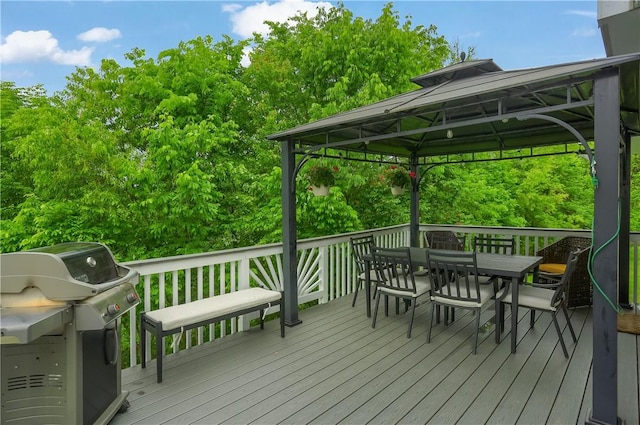 814 Graywyck Dr, Seven Fields Boro, PA 16046 - wooden deck with a grill, outdoor dining area, and a gazebo